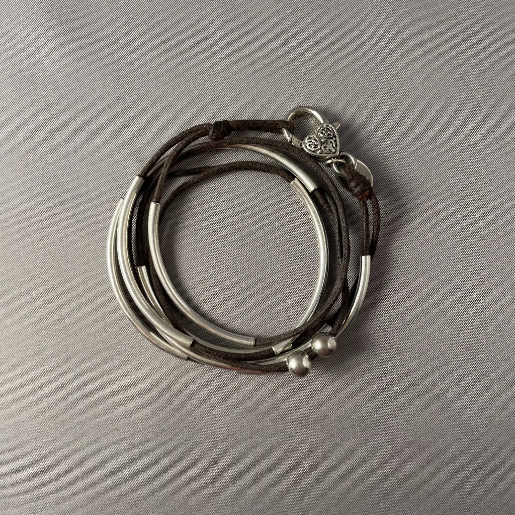 Lizzy James Leather/Sterling Silver Wrap Bracelet